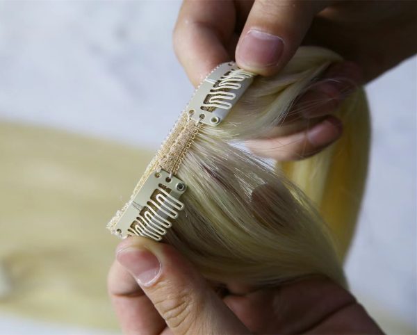 Regular Clip in Blonde Double Drawn Hair Extension - 图片 2